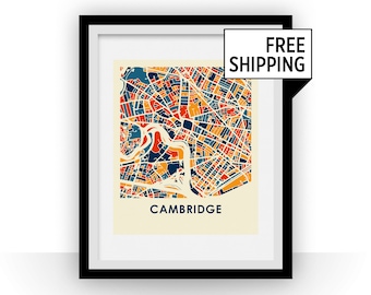 Cambridge MA Map Print - Full Color Map Poster