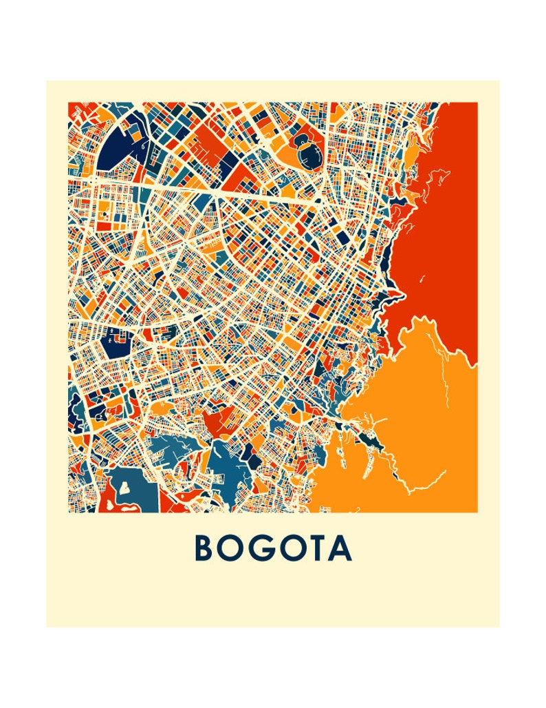 Bogota Karte Druck volle Farbe Karte Poster | Etsy