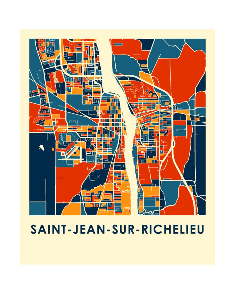 Saint Jean Sur Richelieu Quebec Map Print Full Color Map Etsy