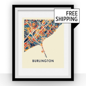 Burlington op kaart afdrukken-Full Color kaart poster