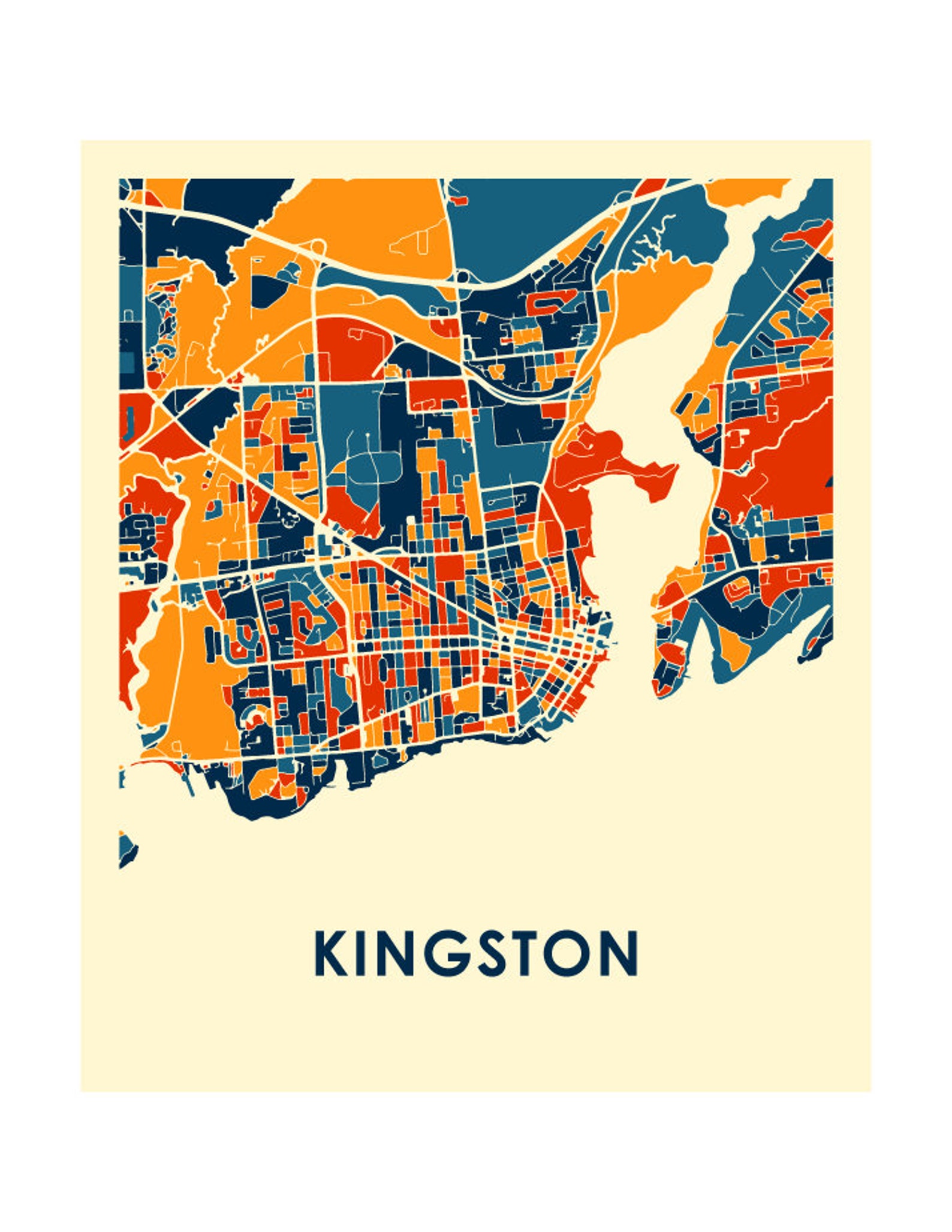 Kingston Map Print Full Color Map Poster Etsy
