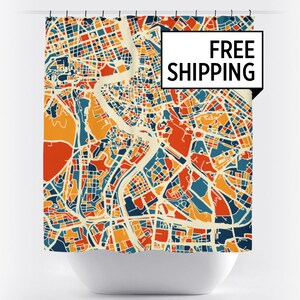 Rome Map Shower Curtain - italy Shower Curtain - Chroma Series