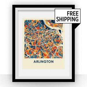 Arlington VA Karte Druck - Vollfarbige Karte Poster
