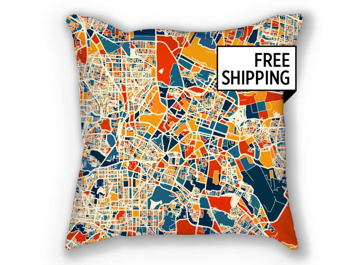 Bangalore Map Pillow India Map Pillow 18x18 Etsy