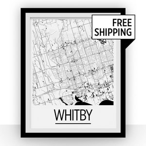 Whitby Ontario Map Poster - Ontario Map Print - Art Deco Series