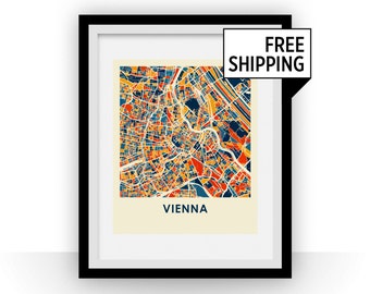 Vienna kaart afdrukken - Full Color kaart Poster
