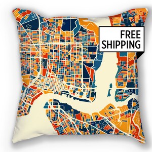 Jacksonville kaart Pillow - Florida kaart kussen 18 x 18
