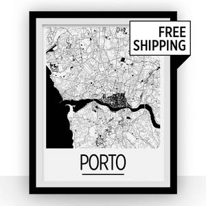 Porto Map Poster - Portugal Map Print - Art Deco Series