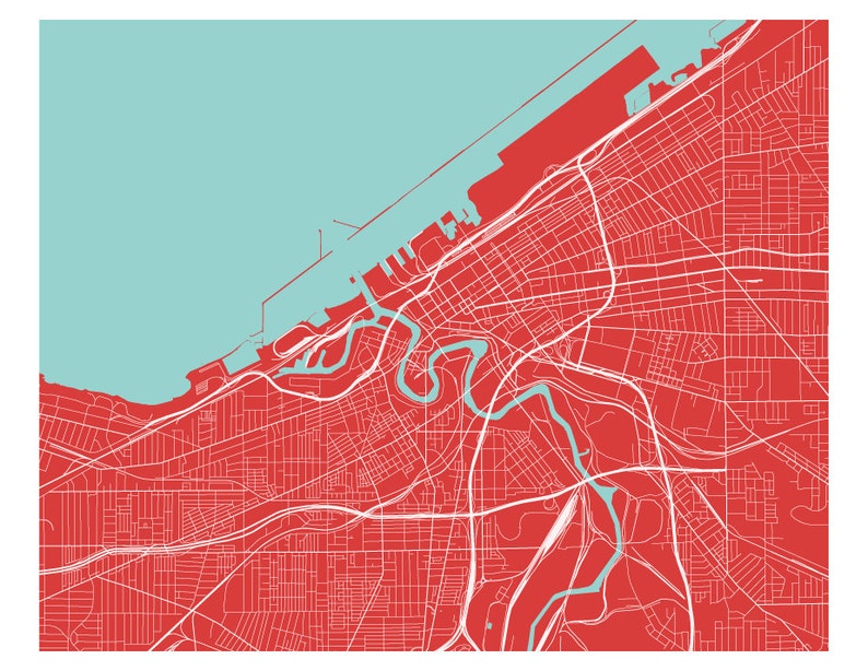 Cleveland Map Print Choose your color image 2