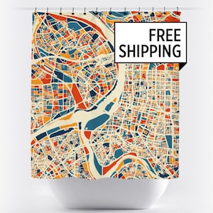 Taipei Map Shower Curtain - taiwan Shower Curtain - Chroma Series