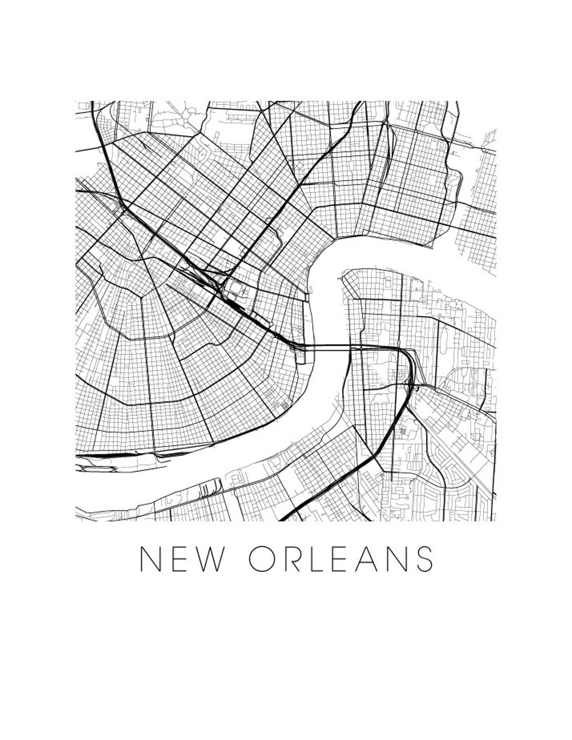 New Orleans Map Print | Etsy