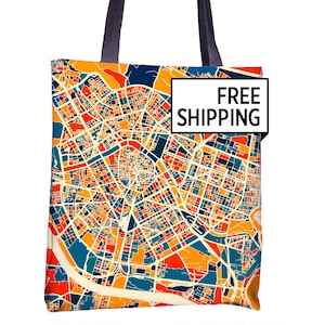 Valencia Map Tote Bag - Spain Map Tote Bag 15x15