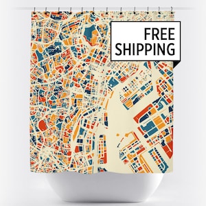 Tokyo Map Shower Curtain - japan Shower Curtain - Chroma Series