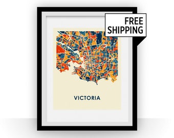 Victoria Map Print - Full Color Map Poster