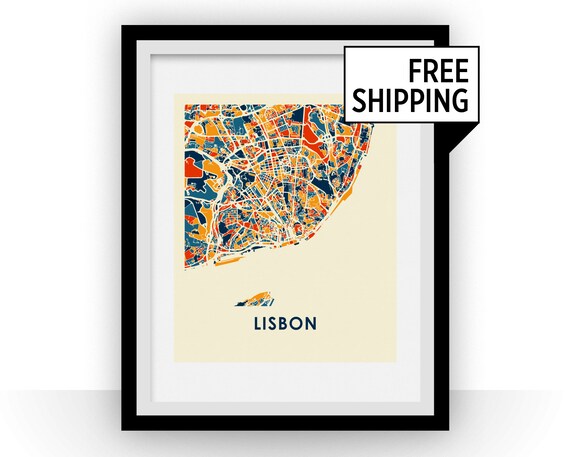 Lisbon Map Print - Full Color Map Poster