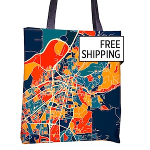 Santa Fe Map Tote Bag - New Mexico Map Tote Bag 15x15