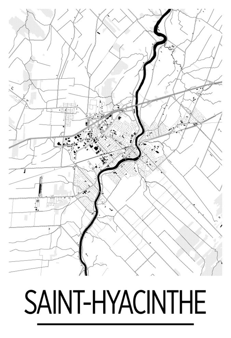 Saint Hyacinthe Quebec Map Poster Quebec Map Print Art Etsy