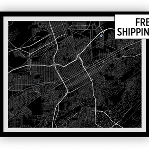 Impressão de mapa de Birmingham Alabama - Escolha sua cor