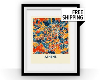 Imprimir mapa de Athens Georgia - afiche mapa a todo Color