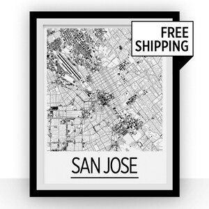 San Jose Kartenwerke Poster - Usa Karte Print - Art Deco