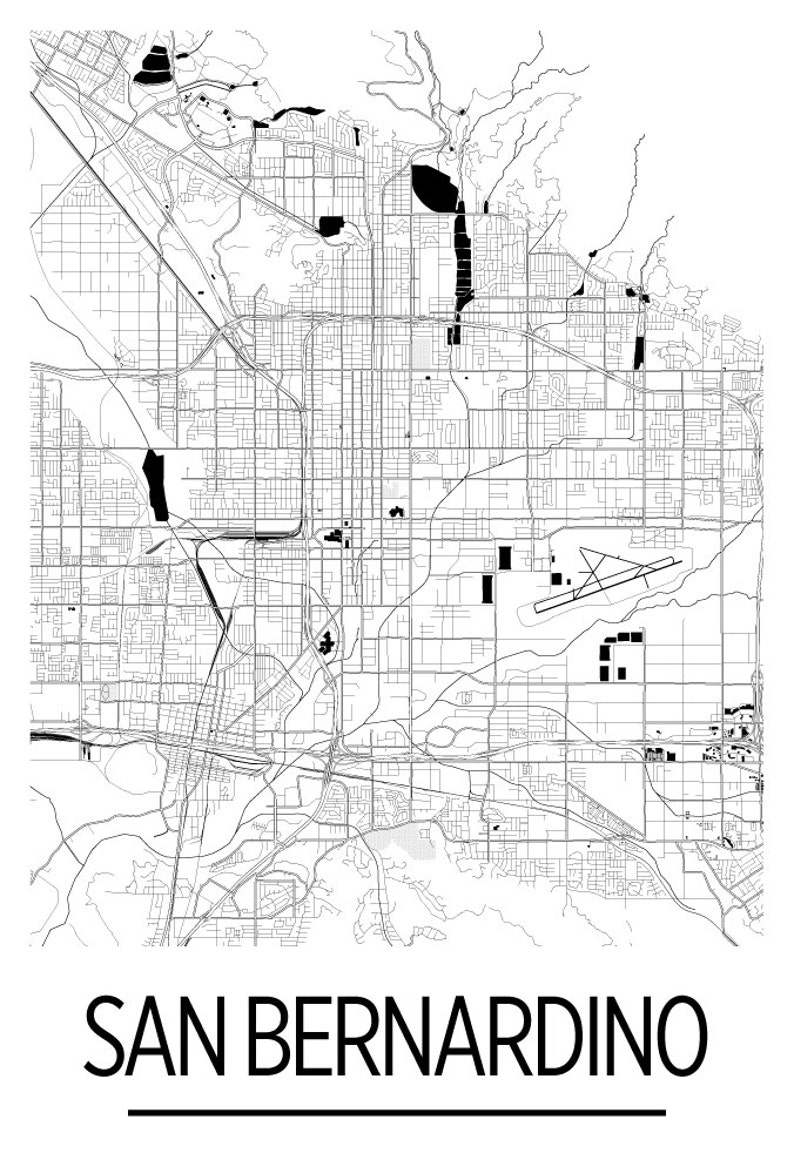 San Bernardino Map Poster Usa Map Print Art Deco Series - Etsy