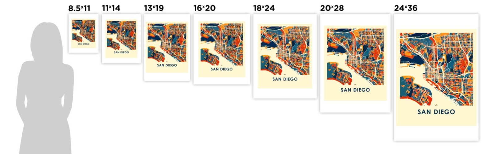 San Diego Map Print Full Color Map Poster - Etsy