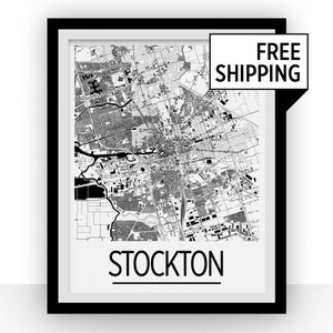 Stockton Kartenwerke Poster - Usa Karte Print - Art Deco