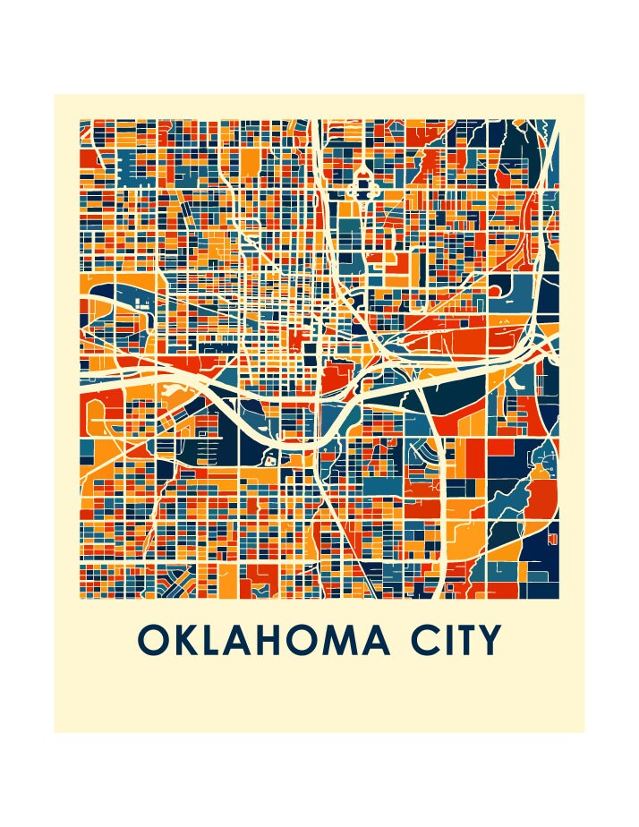 Oklahoma City Map Print Full Color Map Poster - Etsy