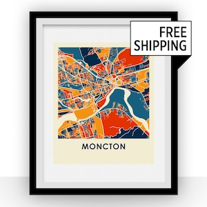 Moncton New Brunswick Map Print - Full Color Map Poster