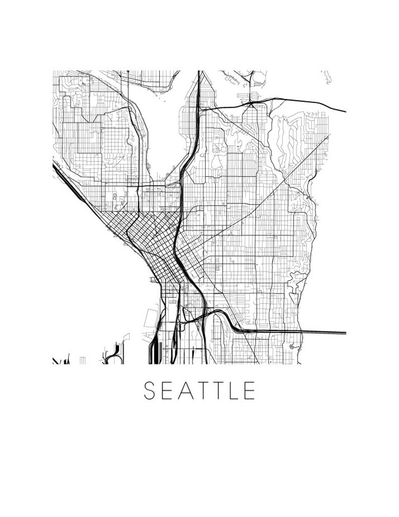 Seattle Map Print - Etsy