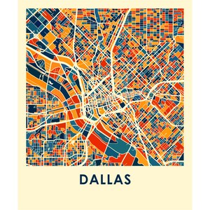 Dallas Simple Color Map Dallas Map Print - Full Color Map Poster - Etsy