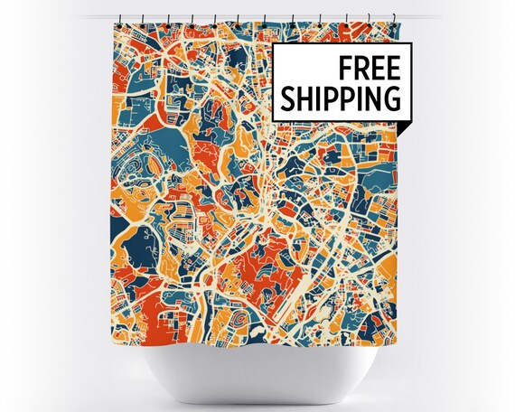 Kuala Lumpur Map Shower Curtain Malaysia Shower Curtain Etsy