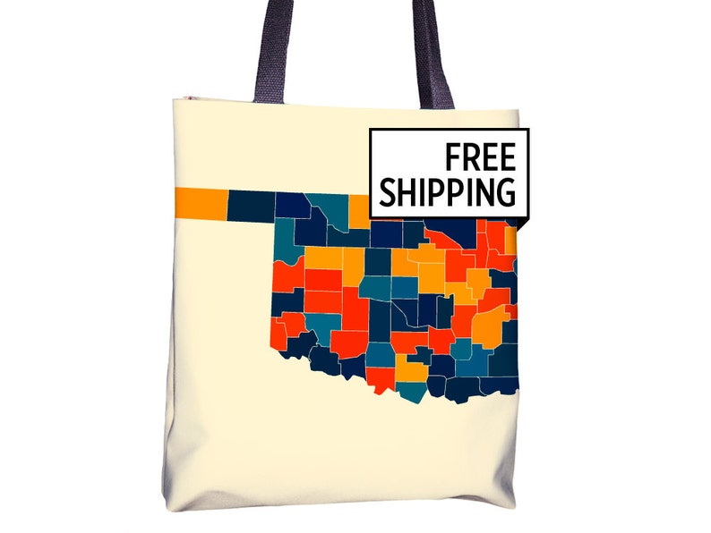 Oklahoma Map Tote Bag OK Map Tote Bag 15x15 Etsy