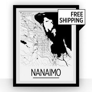 Nanaimo British Columbia Map Poster - British Columbia Map Print - Art Deco Series