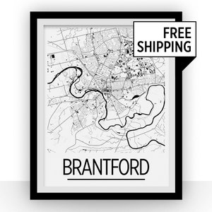 Brantford Ontario Map Poster - Ontario Map Print - Art Deco Series