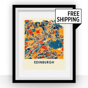 Édimbourg carte Estampe - affiche carte polychrome