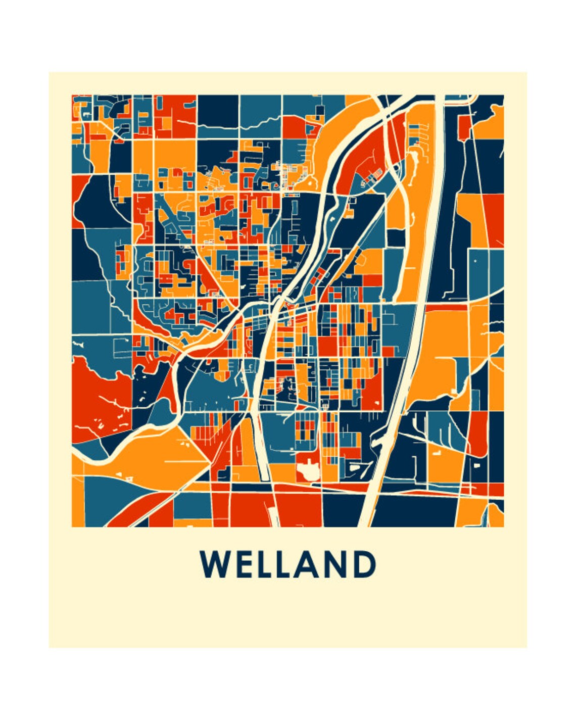 Welland Ontario Map Print Full Color Map Poster Etsy