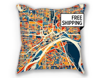 St Paul Map Pillow - Minnesota Map Pillow 18x18