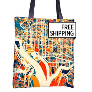 Washington carte Tote sac - Washington Dc carte 15 x 15