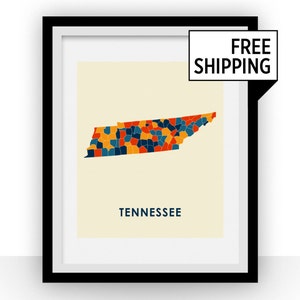 Tennessee Map Print - Full Color Map Poster