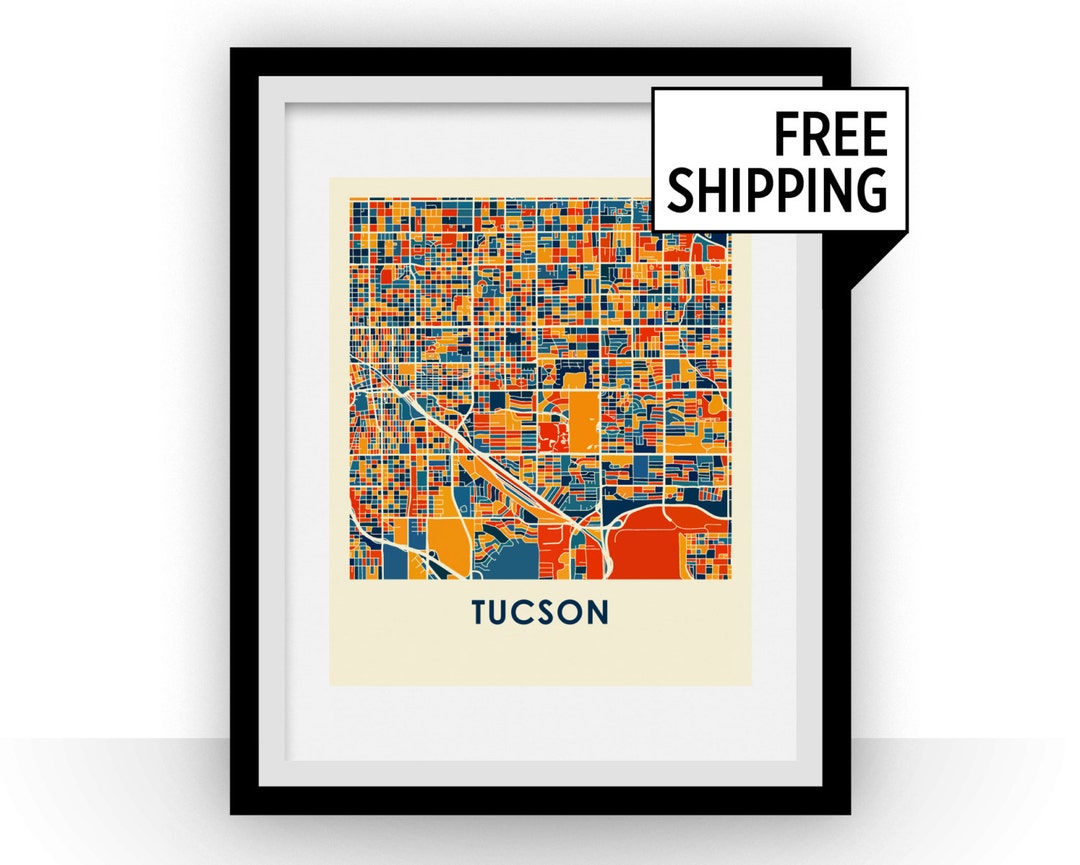 Tucson Map Print - Full Color Map Poster - Etsy