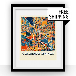 Colorado Springs carte Estampe - affiche carte polychrome