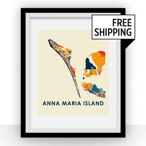 Anna Maria Island kaart afdrukken - Full Color kaart Poster