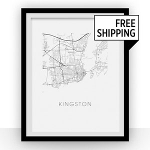 Kingston Map Black and White Print - ontario Black and White Map Print