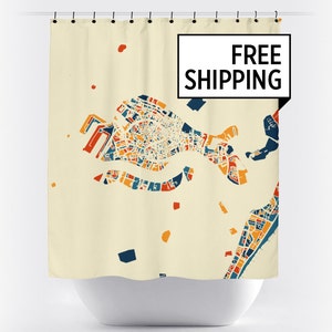 Venice Map Shower Curtain - italy Shower Curtain - Chroma Series