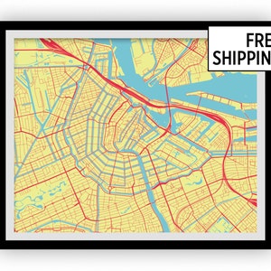 Amsterdam carte imprimable - Choisissez votre couleur