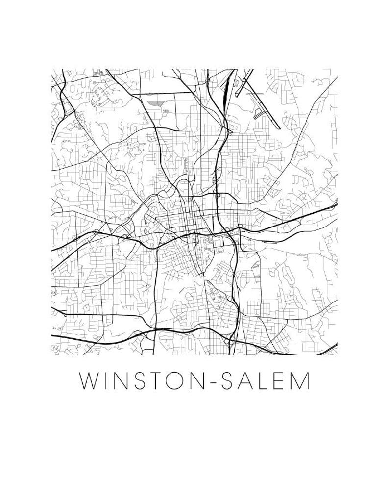 Winston-salem Map Black and White Print North Carolina Black - Etsy