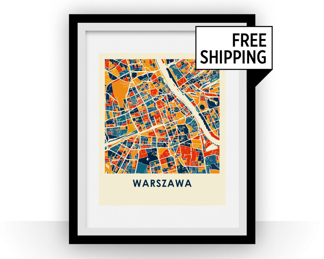Warsaw Map Print - Full Color Map Poster - Etsy