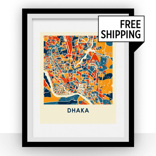 Dhaka Map Print - Full Color Map Poster