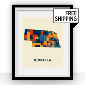 Nebraska Map Print - Full Color Map Poster